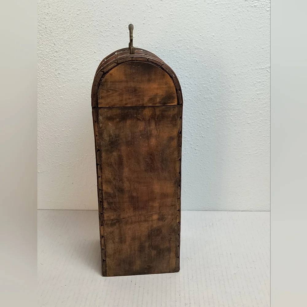 Vintage Decorative Wood & Brass Wine Bottle Box